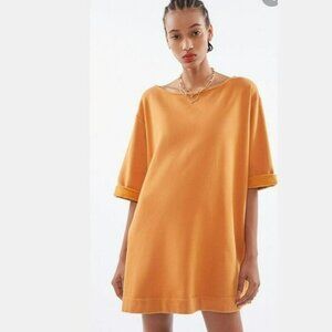 Urban Outfitters Mustard Sweater Mini Shirt Dress with Pockets Size S